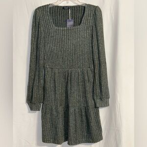 NWT Sampeel Gray Long Sleeve Ribbed Dress Size Large